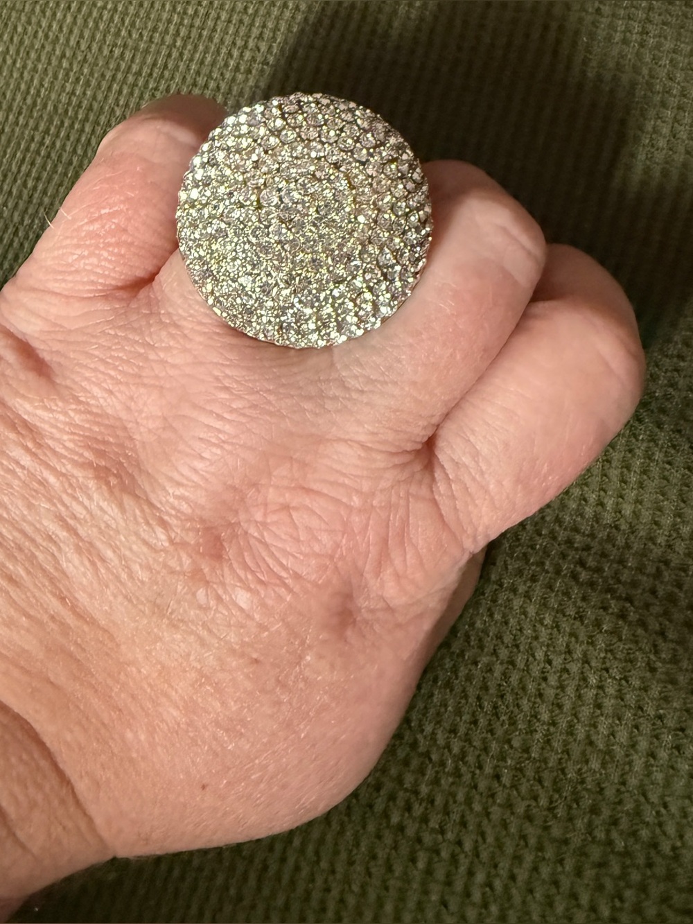Sparkling Pave Round Cocktail Ring - Silver
